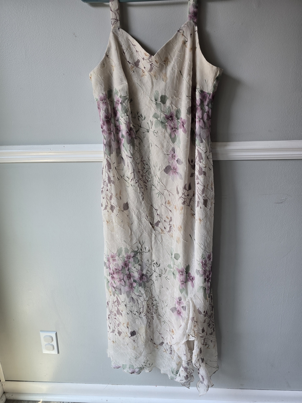 R&M Richards Cream Midi Dress with Pink Floral Print
